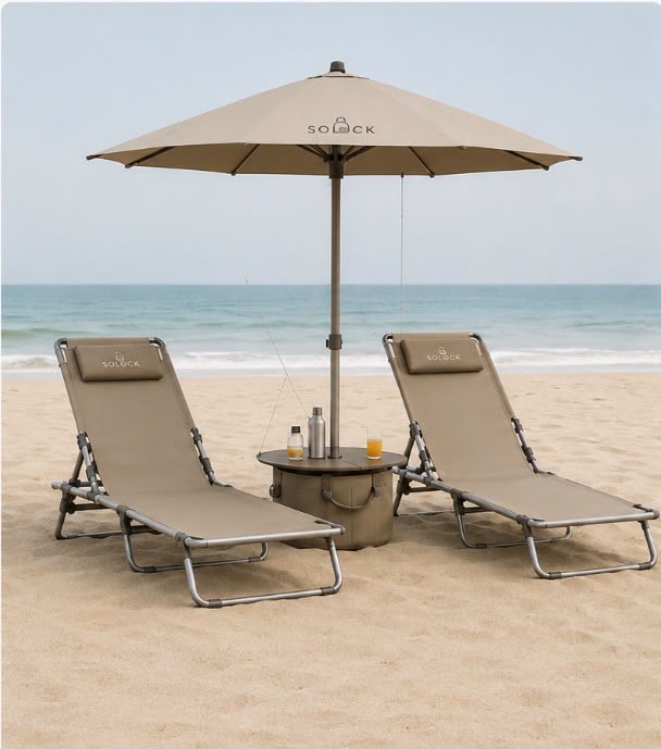 Solock beach set with loungers and parasol