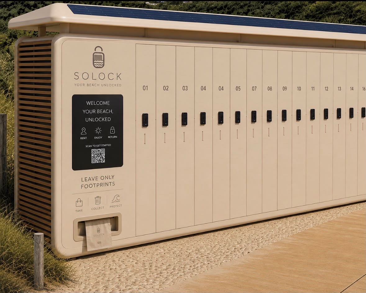 Solock smart locker hub on the beach